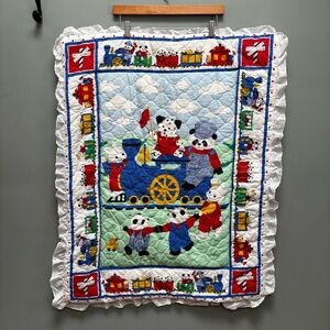 Vintage Quilted Baby Blanket / Padded Play Mat and panels